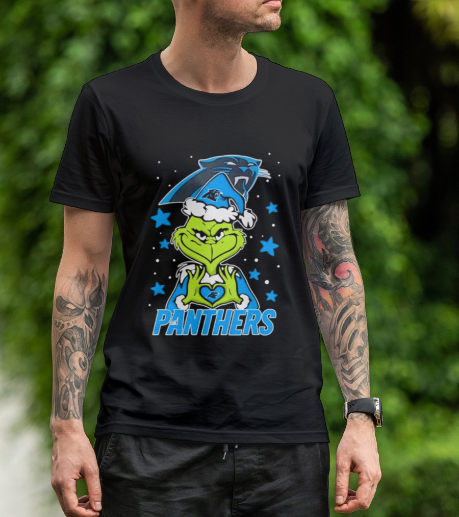 Carolina Panthers Grinch Love Hands Christmas 2026 Football Magic T-Shirt