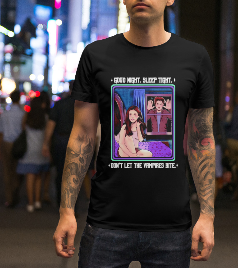 Good Night Sleep Tight Don't Let The Vampires Bite Twilight Bedroom Scene T-Shirt