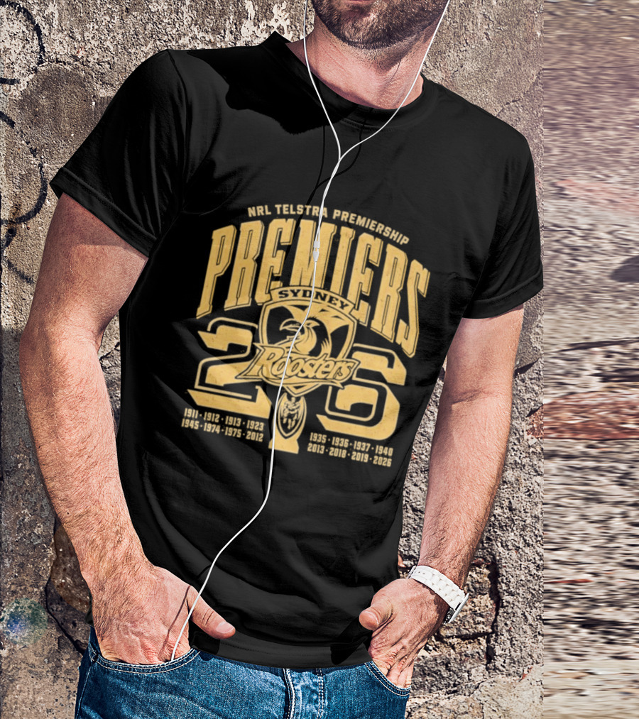 NRL Telstra Premiership Sydney Roosters Premiers 2026 T-Shirt