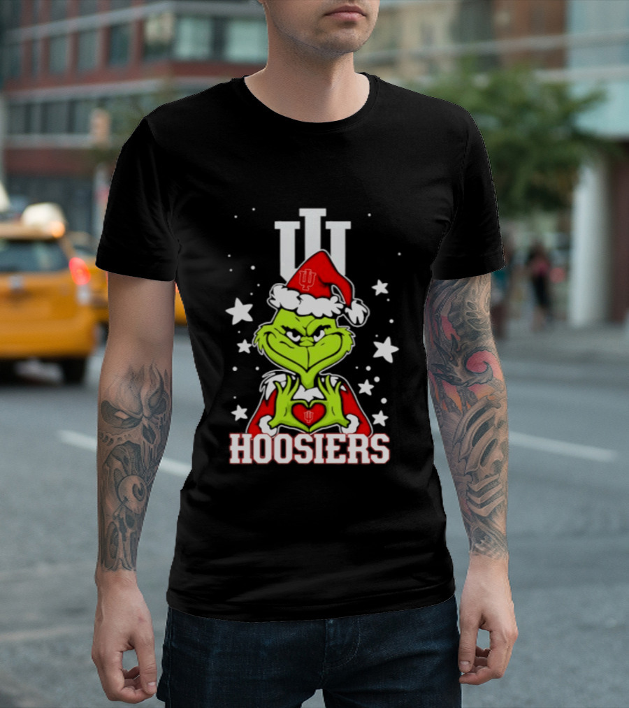 Indiana Hoosiers Grinch Christmas Love Hands 2026 Football T-Shirt