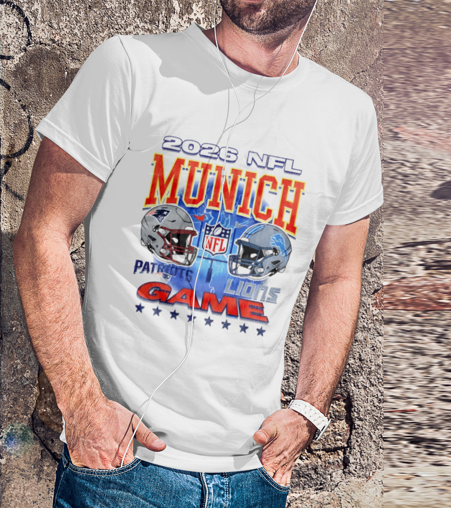 2026 NFL Munich Game New England Patriots Vs Detroit Lions Helmets T-Shirt