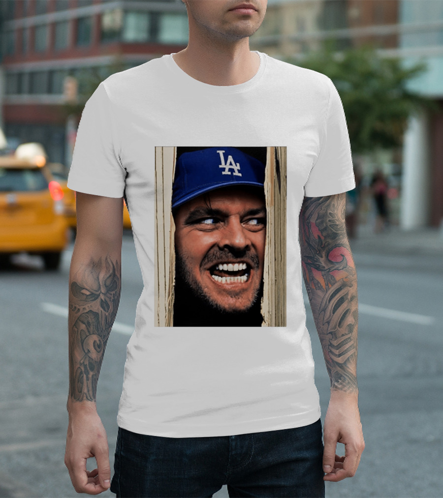 Jack Torrance LA Dodgers Hat Here's Johnny The Shining Baseball T-Shirt