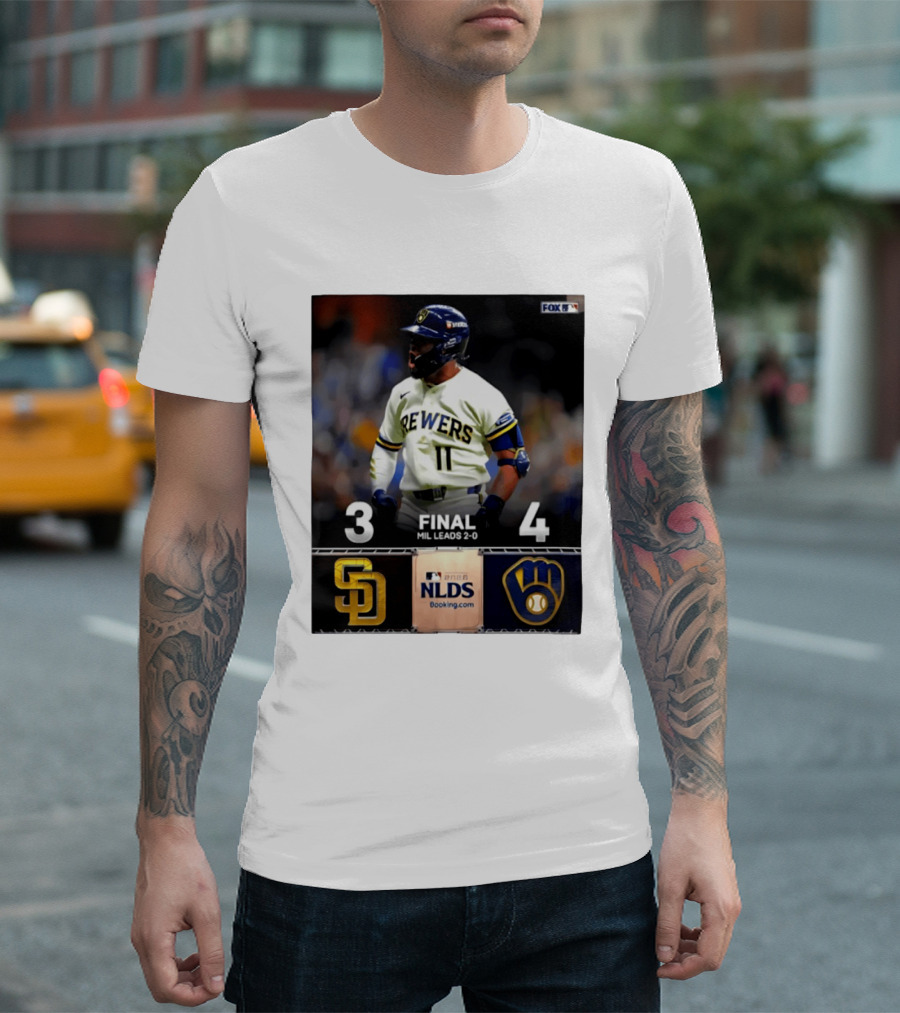 Milwaukee Brewers Vs San Diego Padres 4 3 Game 2 2026 NLDS Final Score MIL Leads 2 0 T-Shirt