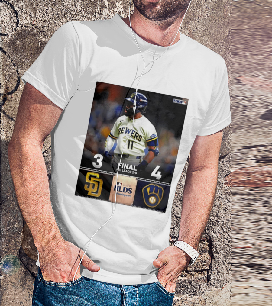 Milwaukee Brewers Vs San Diego Padres 4 3 Game 2 2026 NLDS Final Score MIL Leads 2 0 T-Shirt