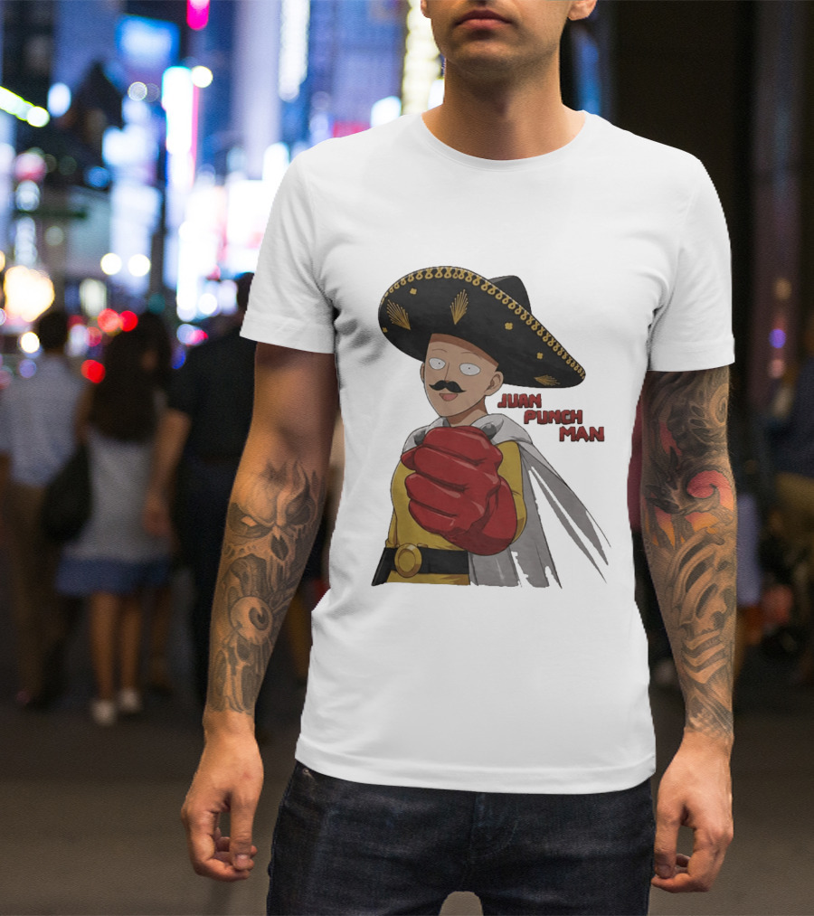 Juan Punch Man Mexican Sombrero Moustache T-Shirt