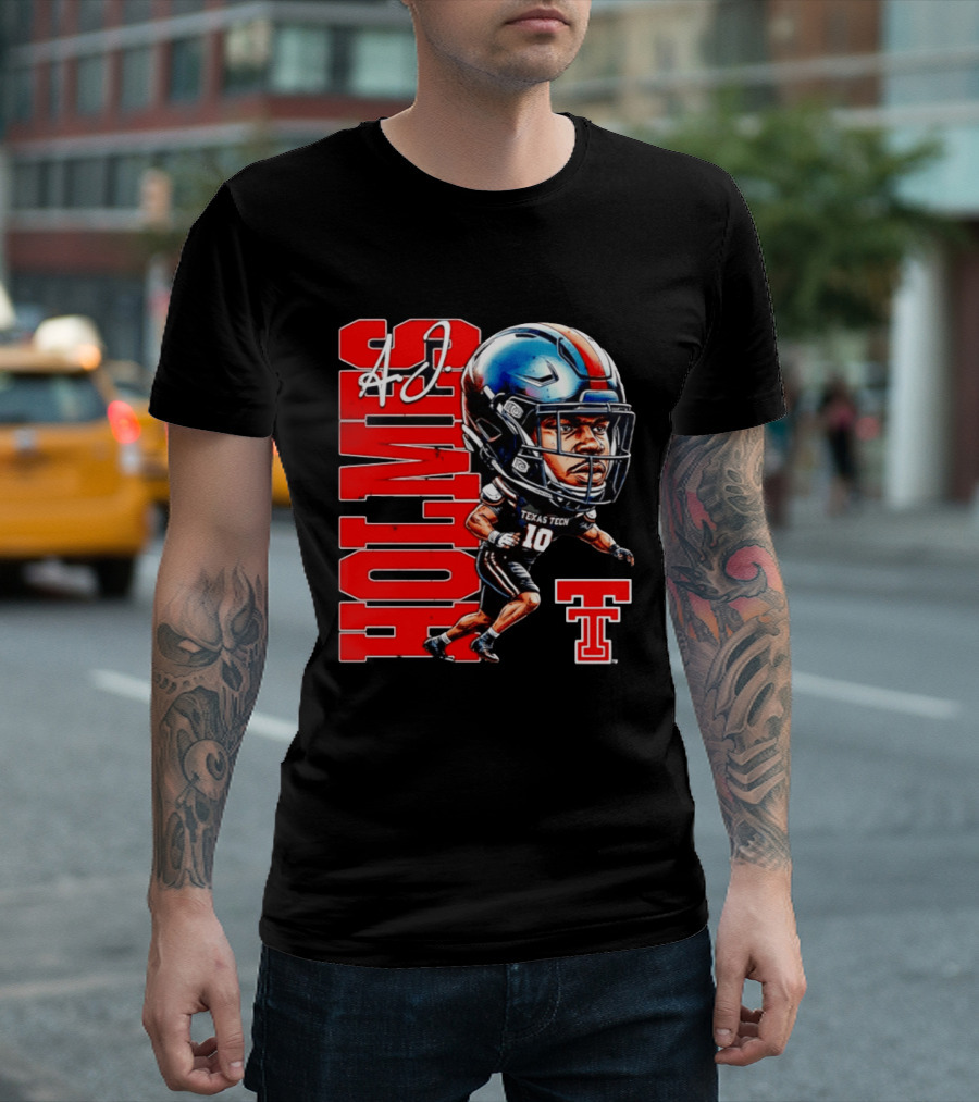 A.J. Holmes Jr Texas Tech Red Raiders Football FT NCAA Bobble Head T-Shirt