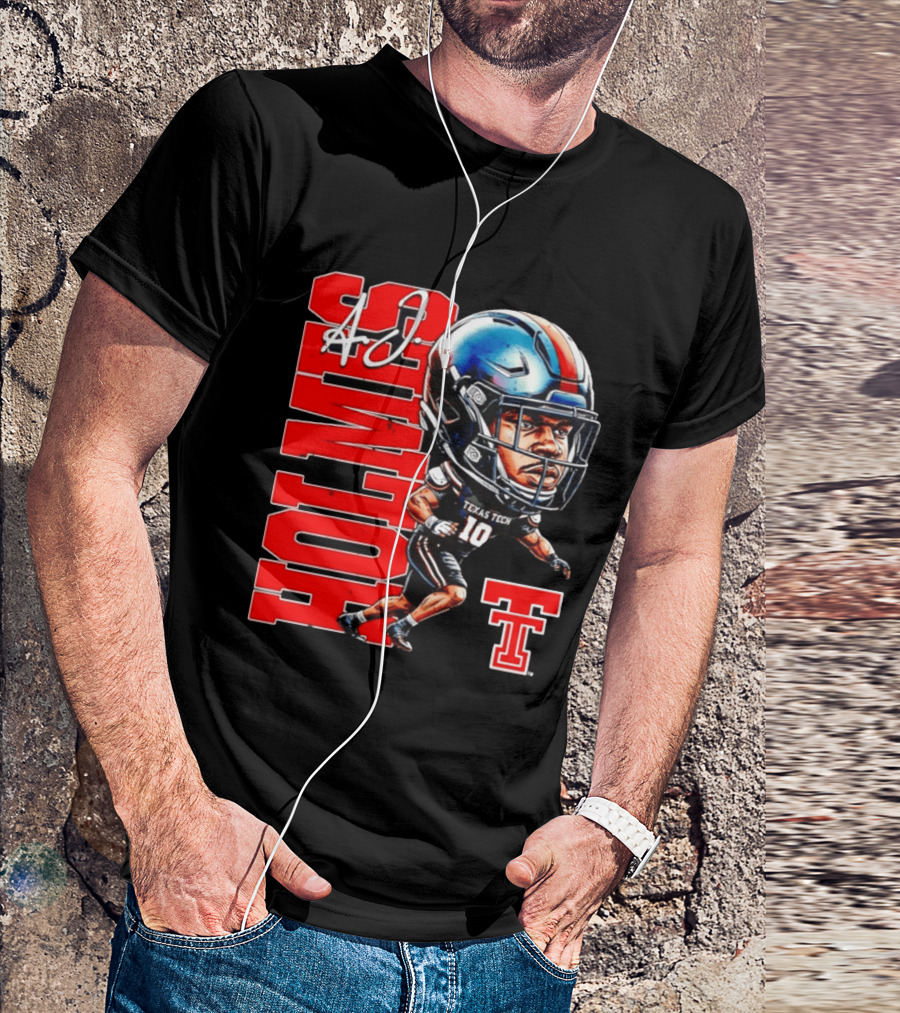A.J. Holmes Jr Texas Tech Red Raiders Football FT NCAA Bobble Head T-Shirt