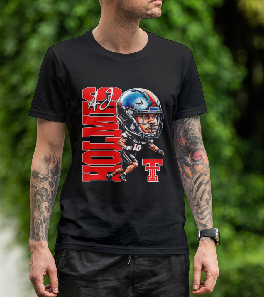 A.J. Holmes Jr Texas Tech Red Raiders Football FT NCAA Bobble Head T-Shirt