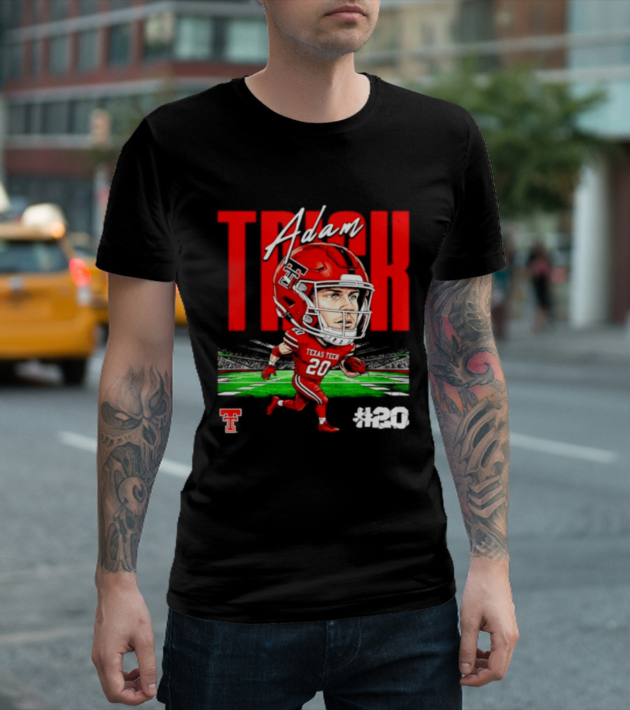 Adam Trick Texas Tech Red Raiders Football Caricature Stadium #20 T-Shirt