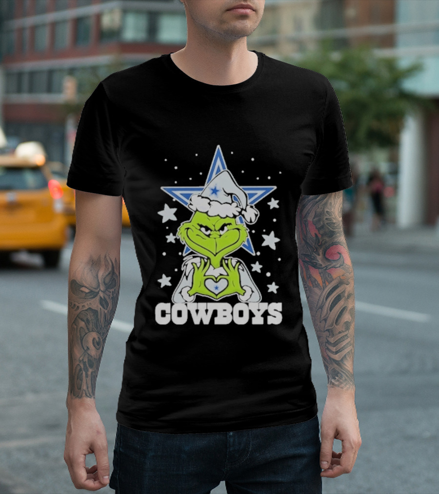 Dallas Cowboys Grinch Love Hands Christmas Star 2026 Football T-Shirt