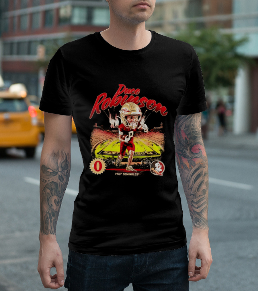 Duce Robinson Florida State Seminoles Football NCAA Stadium Caricature Number 0 T-Shirt