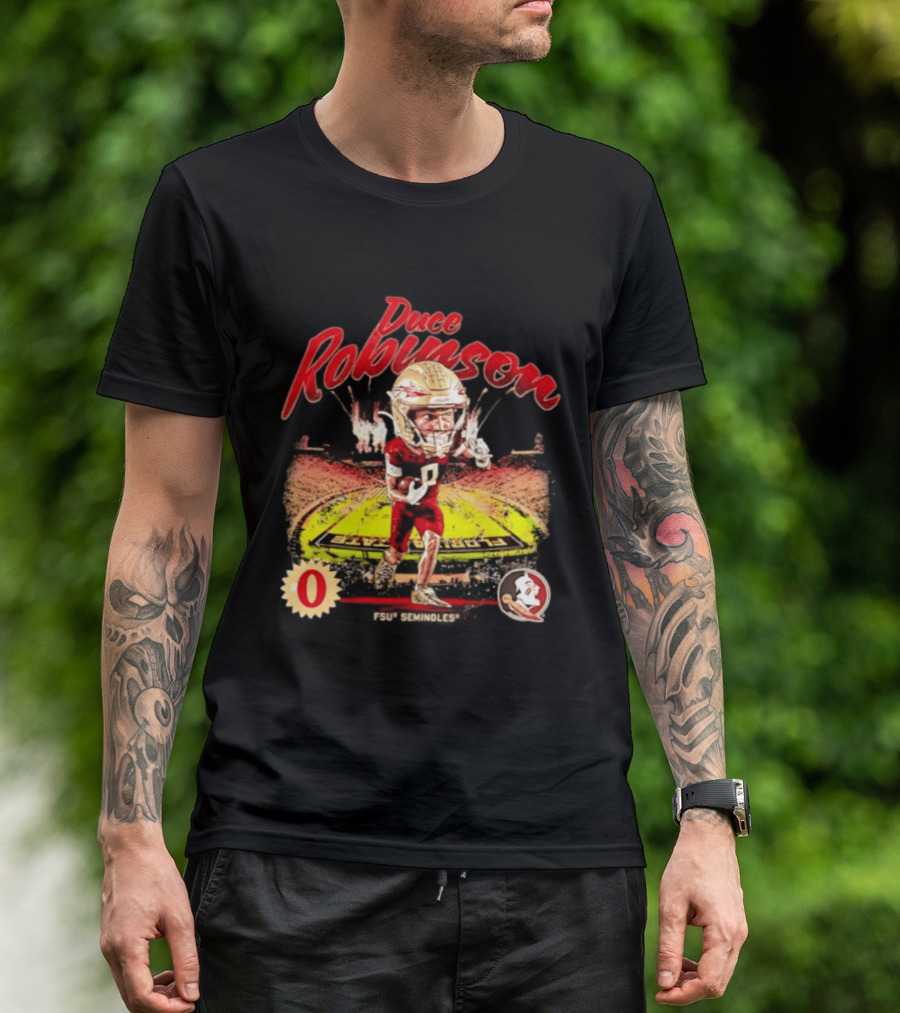 Duce Robinson Florida State Seminoles Football NCAA Stadium Caricature Number 0 T-Shirt