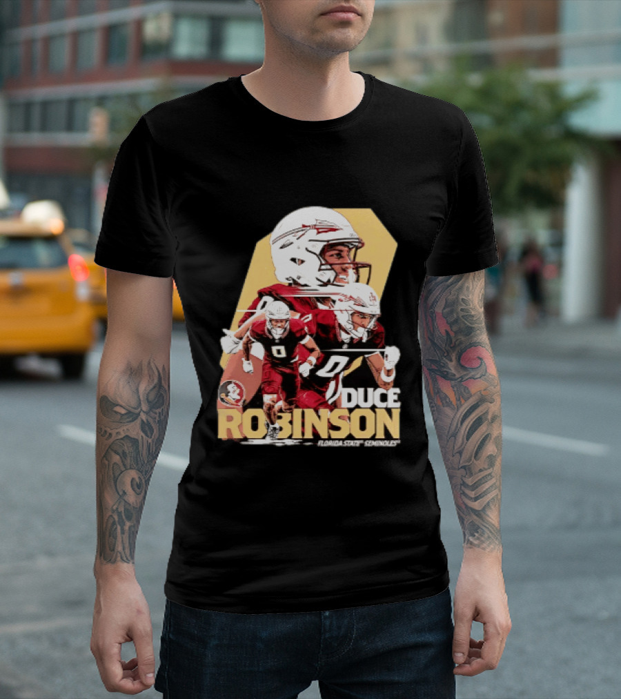 Duce Robinson Florida State Seminoles Football NCAA Player Action Montage T-Shirt