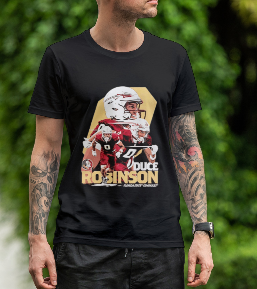 Duce Robinson Florida State Seminoles Football NCAA Player Action Montage T-Shirt
