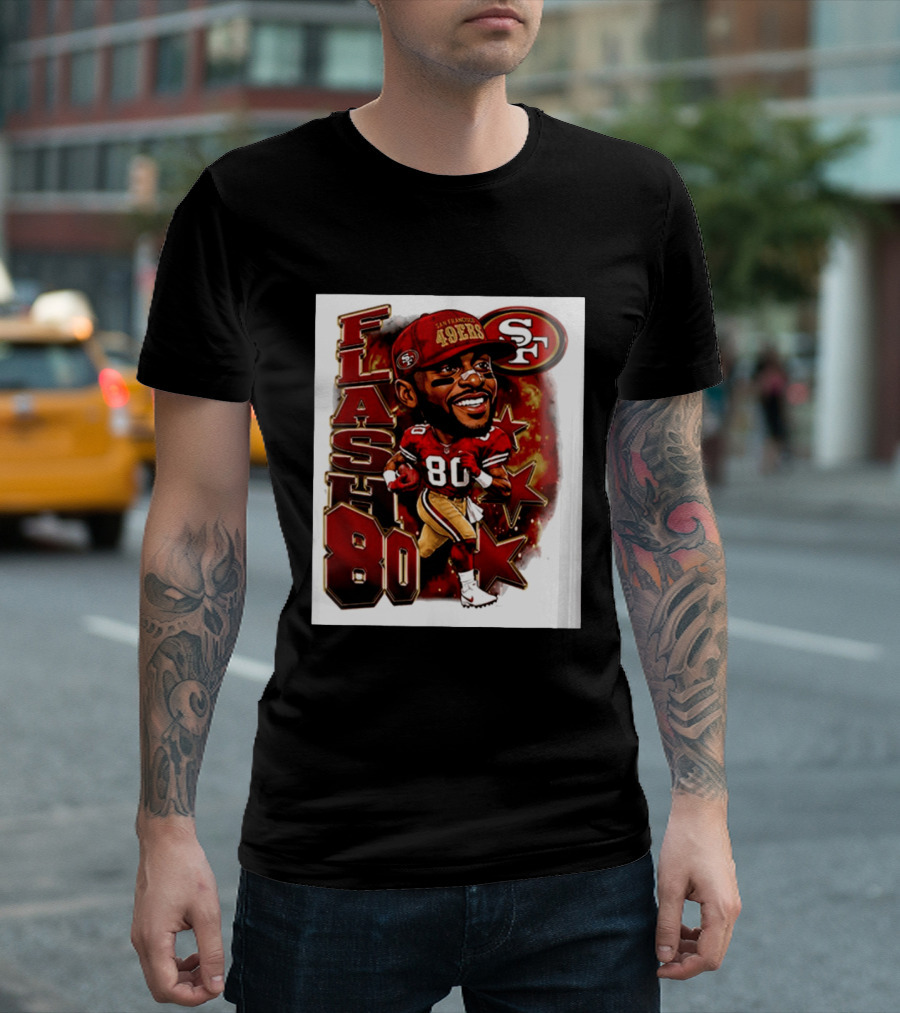 Flash Jerry Rice 80 San Francisco 49ers Caricature SF T-Shirt