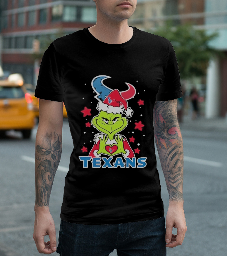 Houston Texans Grinch Love Hands Christmas Football 2026 T-Shirt