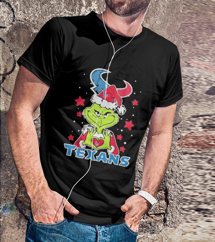 Houston Texans Grinch Love Hands Christmas Football 2026 T-Shirt