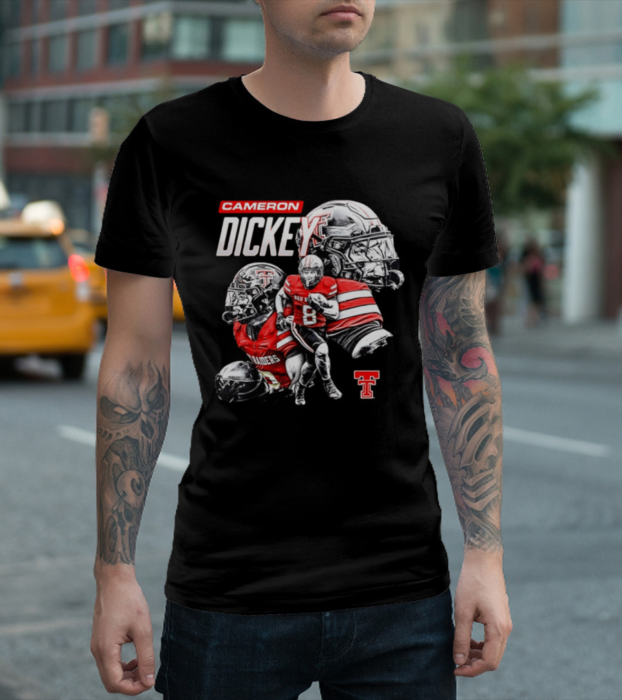 Cameron Dickey Texas Tech Red Raiders NCAA Football Player Collage T-Shirt