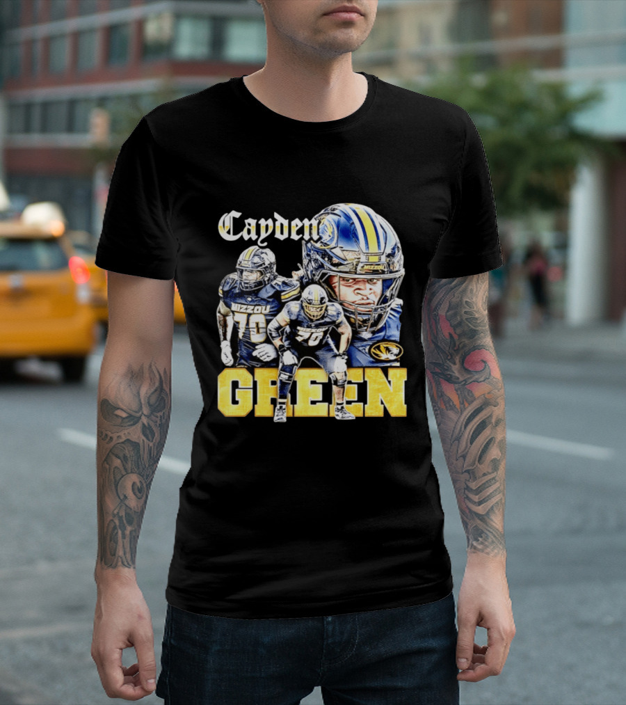 Cayden Green Mizzou 70 Missouri Tigers NCAA Football T-Shirt