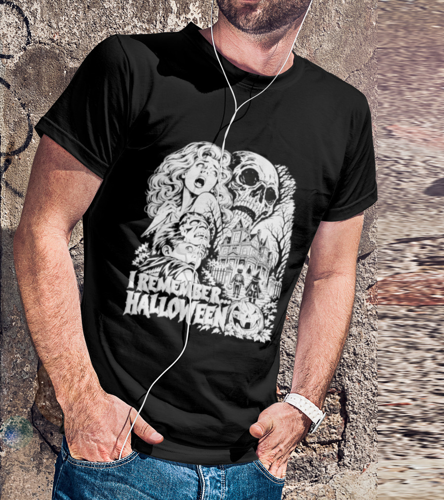I Remember Halloween Haunted House Skull Pumpkin T-Shirt