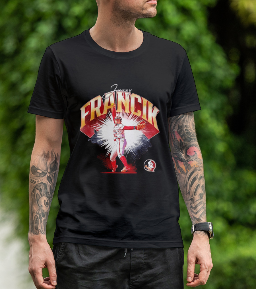 Jazzy Francik Florida State Seminoles Softball NCAA Player 32 Pitching Action Burst T-Shirt