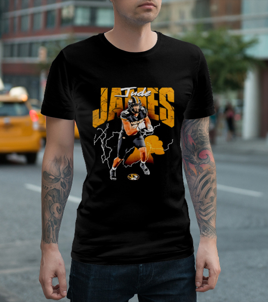 Jude James Missouri Tigers Football NCAA Lightning Strikes T-Shirt
