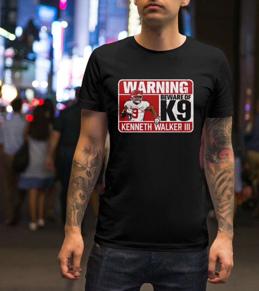 Kenneth Walker III Warning Beware Of K9 Football Player T-Shirt