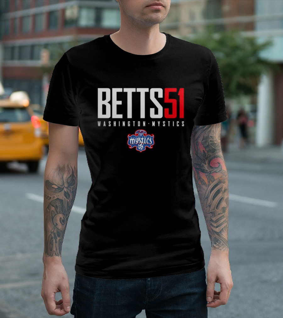 Betts 51 Washington Mystics WNBA Mystics Team Logo NBA Merchandise T-Shirt