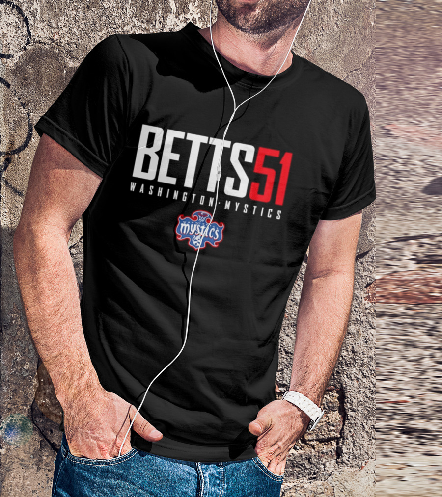 Betts 51 Washington Mystics WNBA Mystics Team Logo NBA Merchandise T-Shirt
