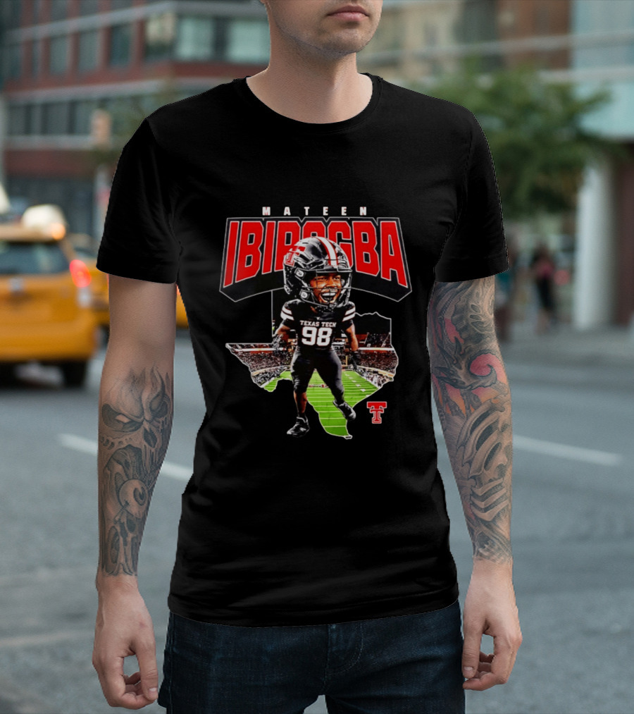 Mateen Ibirogba Texas Tech Red Raiders Football NCAA Caricature Stadium T-Shirt