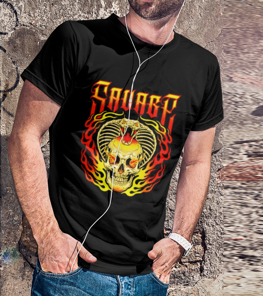 Savage Cobra Skull Fire Fusion Streetwear T-Shirt