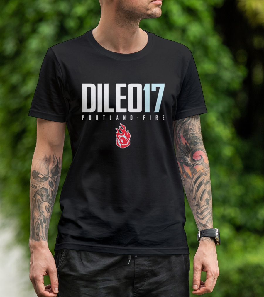 Dileo 17 Portland Fire WNBA Number Logo Red Flame T-Shirt
