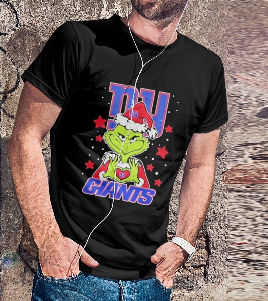New York Giants Grinch Christmas Love Hands 2026 Football T-Shirt