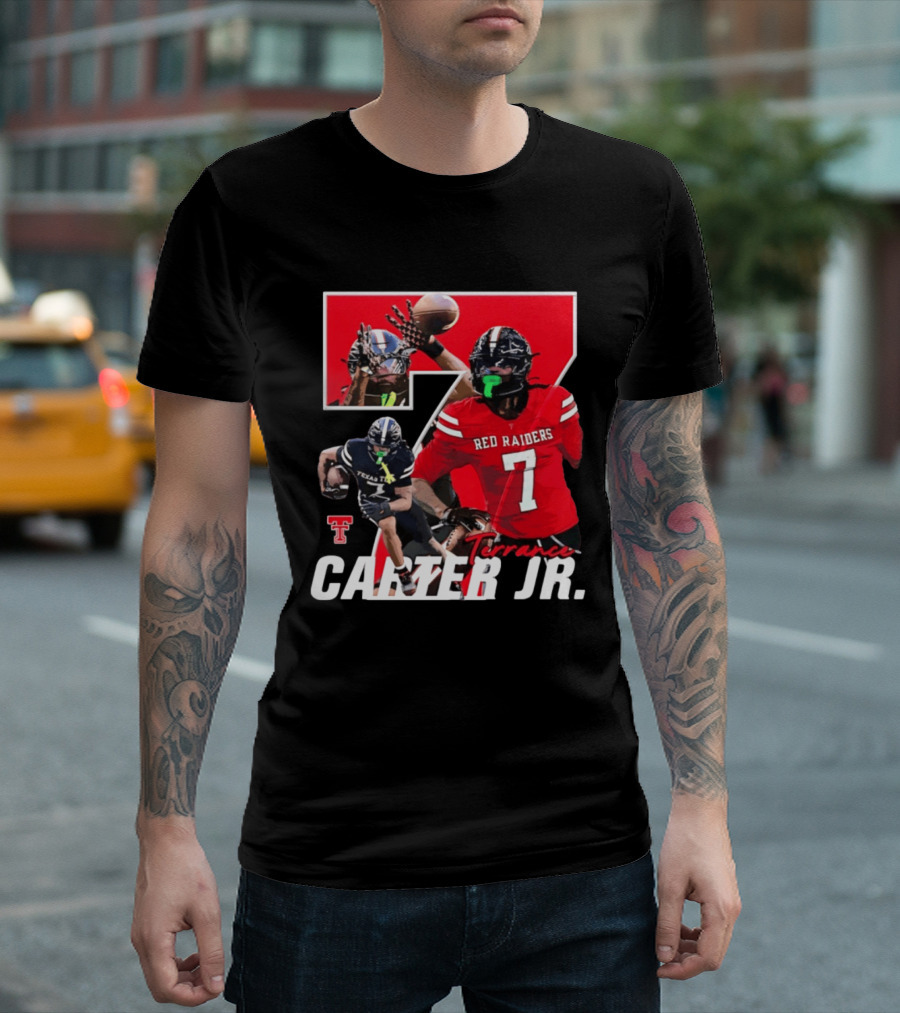 Terrance Carter Jr Red Raiders Texas Tech Football Player Collage NCAA Number 7 T-Shirt