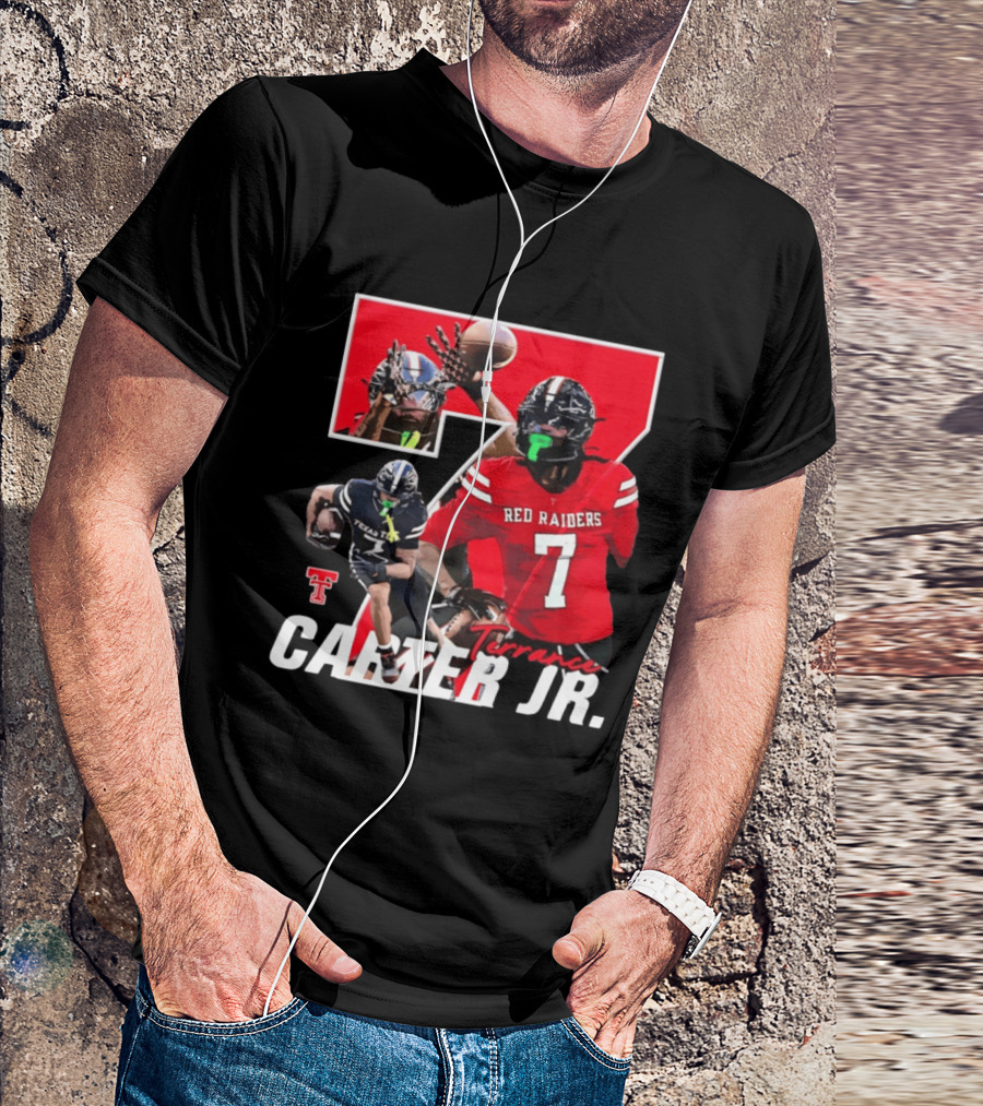Terrance Carter Jr Red Raiders Texas Tech Football Player Collage NCAA Number 7 T-Shirt