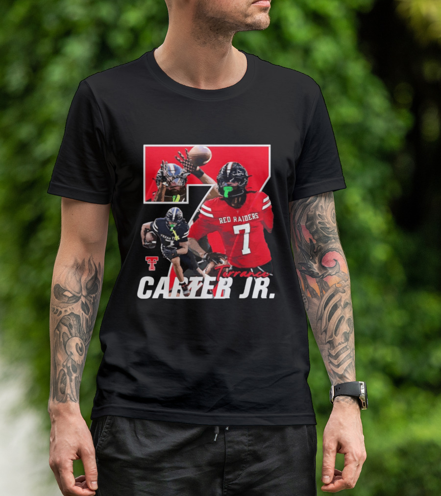 Terrance Carter Jr Red Raiders Texas Tech Football Player Collage NCAA Number 7 T-Shirt