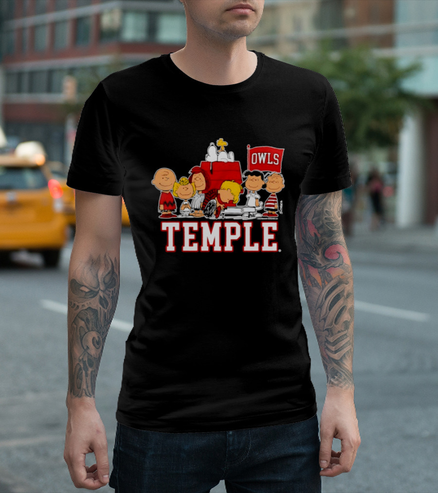 Peanuts Snoopy Temple Owls Football Lucy Charlie Brown Woodstock T-Shirt