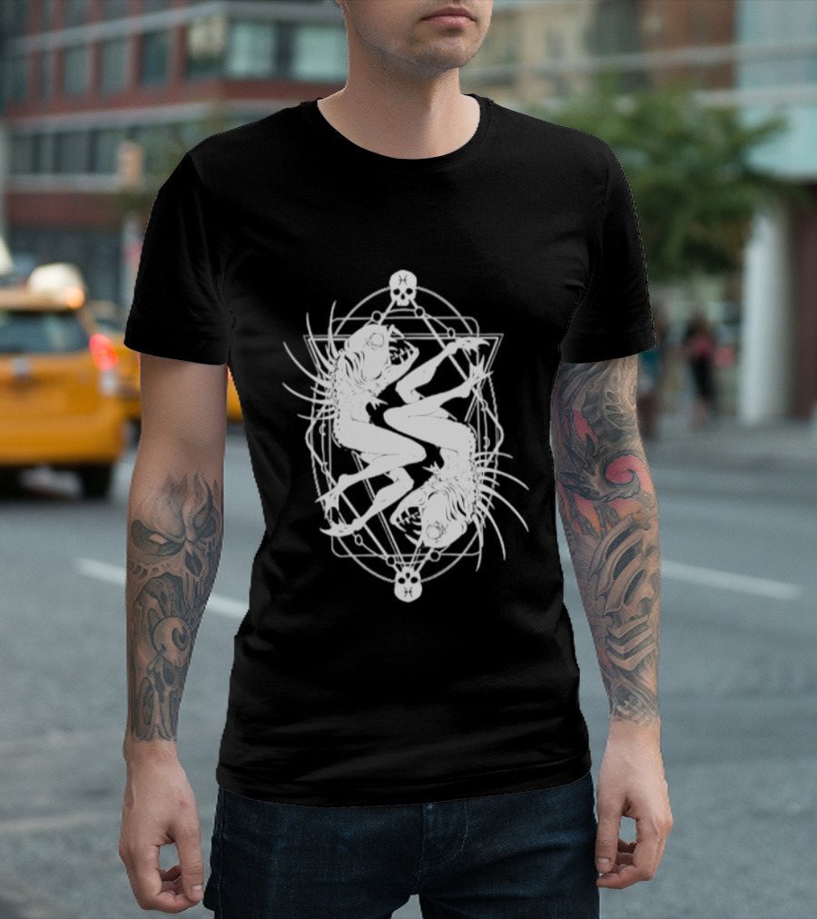 Pisces Zodiac Skull Fish Astrology Gothic Symbolism T-Shirt