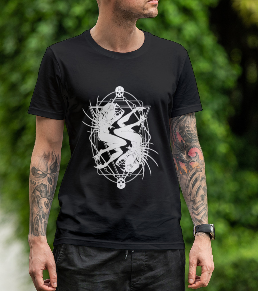 Pisces Zodiac Skull Fish Astrology Gothic Symbolism T-Shirt