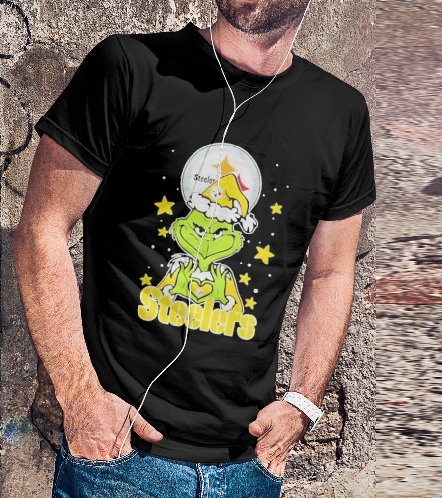 Pittsburgh Steelers Grinch Christmas Love Hands 2026 Football T-Shirt