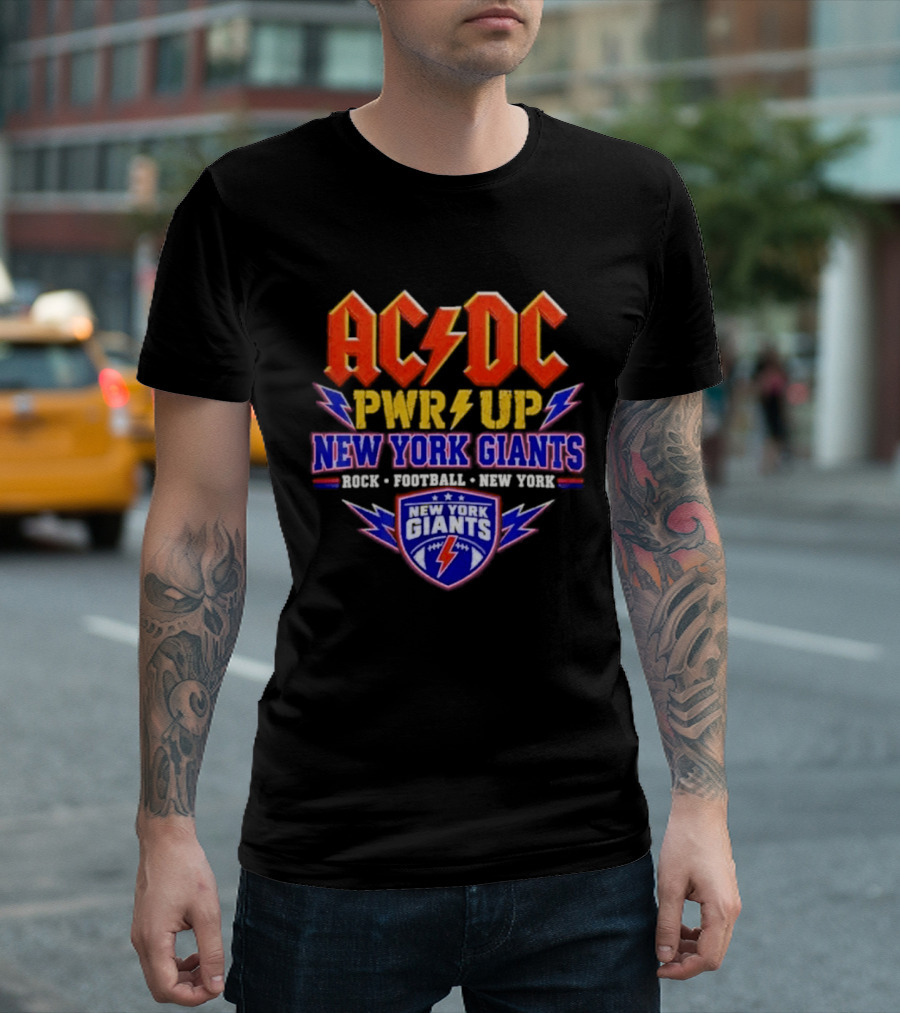 ACDC PWR UP New York Giants Rock Football Tour T-Shirt