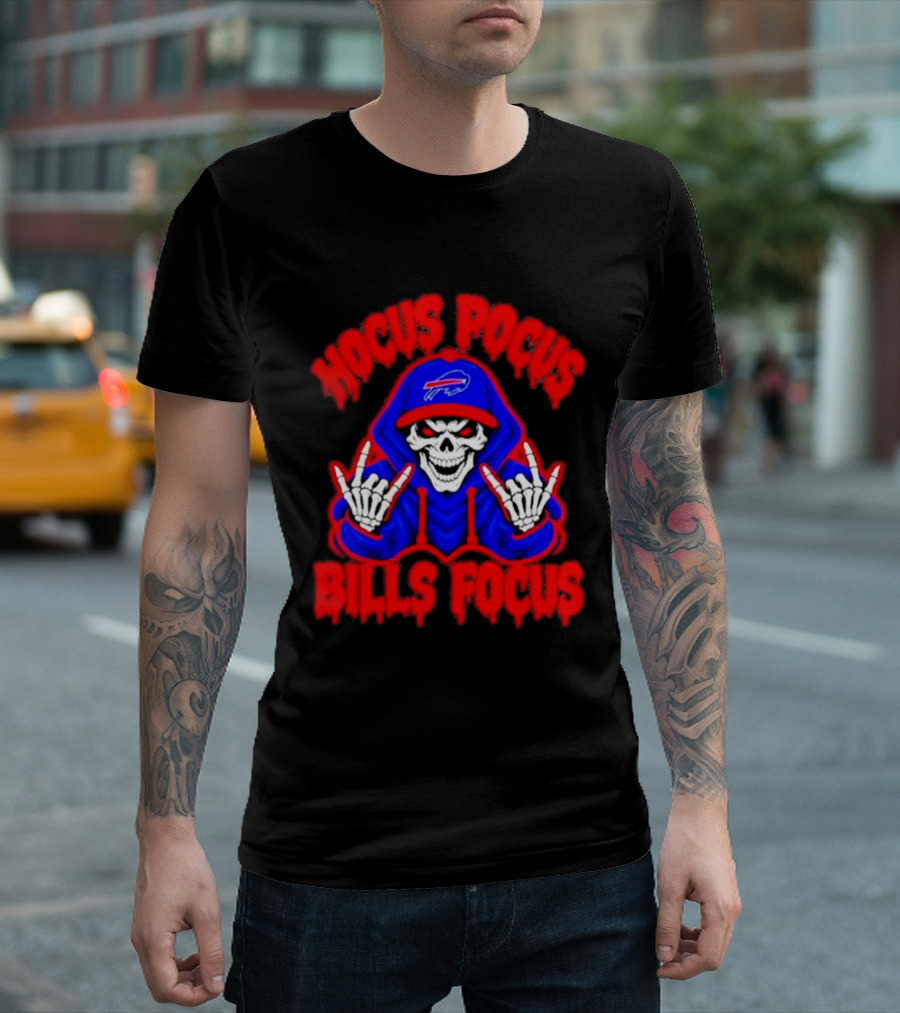 Hocus Pocus Bills Focus Buffalo Bills Skull Skeleton Fan T-Shirt