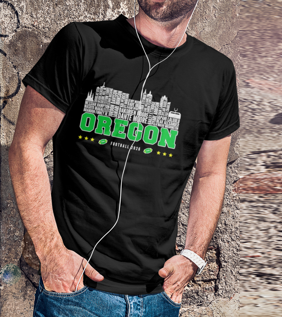 Oregon Ducks Football 2026 City Skyline Stars Helmets T-Shirt
