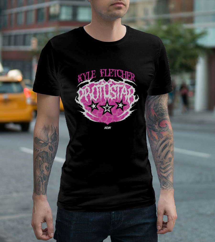 Kyle Fletcher Protostar AEW 2026 Three Stars Retro Pink T-Shirt