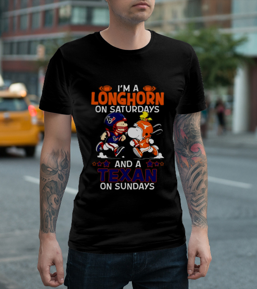 Peanuts I'm A Longhorn On Saturdays And A Texan On Sundays T-Shirt