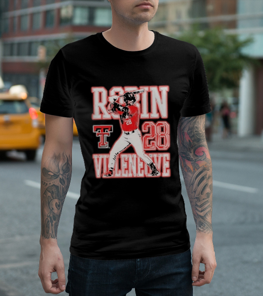 Robin Villeneuve Texas Tech Red Raiders 28 Baseball NCAA Swing T-Shirt