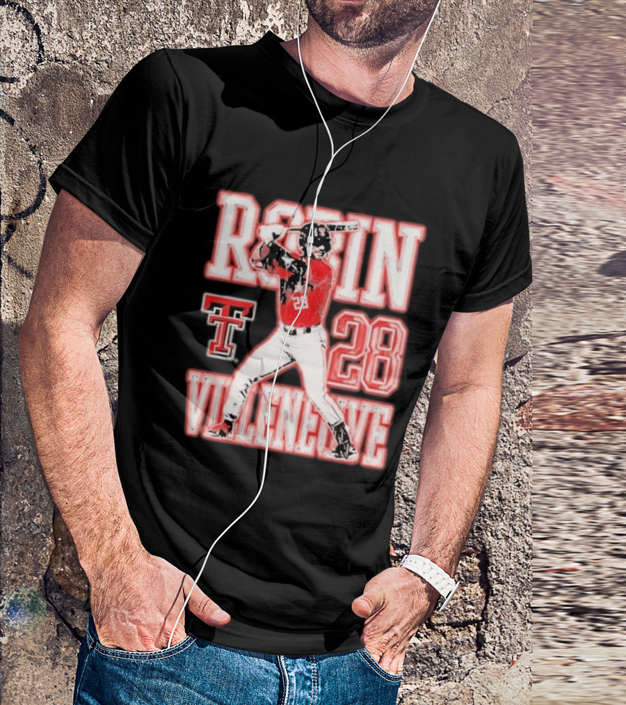 Robin Villeneuve Texas Tech Red Raiders 28 Baseball NCAA Swing T-Shirt