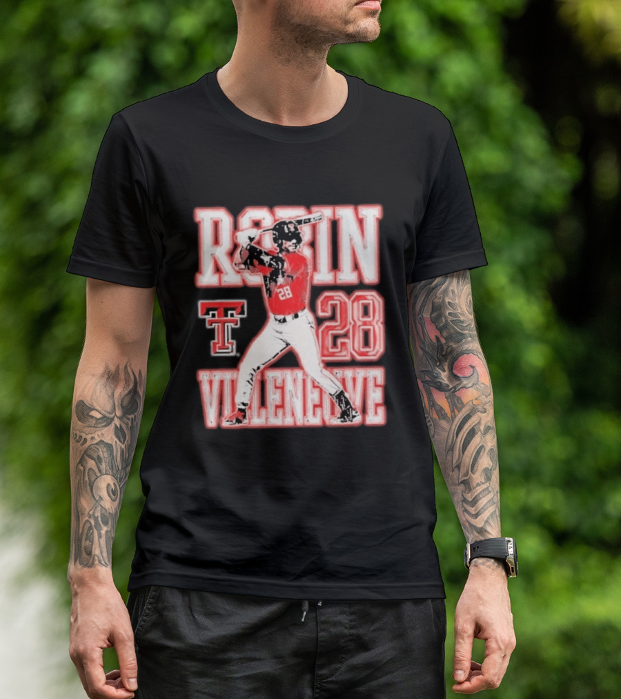Robin Villeneuve Texas Tech Red Raiders 28 Baseball NCAA Swing T-Shirt
