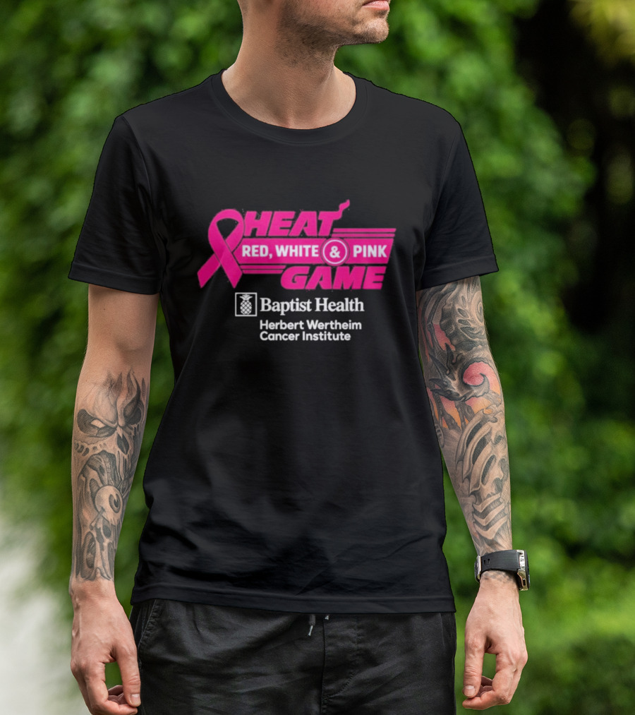 Breast Cancer Awareness Heat Game Red White Pink Baptist Health Herbert Wertheim T-Shirt