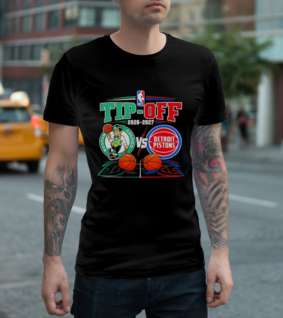 NBA Tip Off 2026 2027 Boston Celtics Vs Detroit Pistons Opening Night T-Shirt